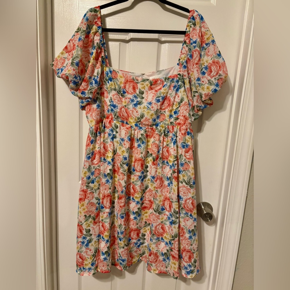 Floral Puff Sleeve Mini Dress